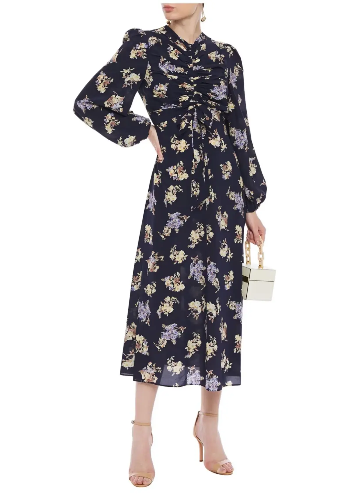 Zimmermann Sabotage Silk Rouched Midi Dress Ditsy Floral Size 8 - Image 1