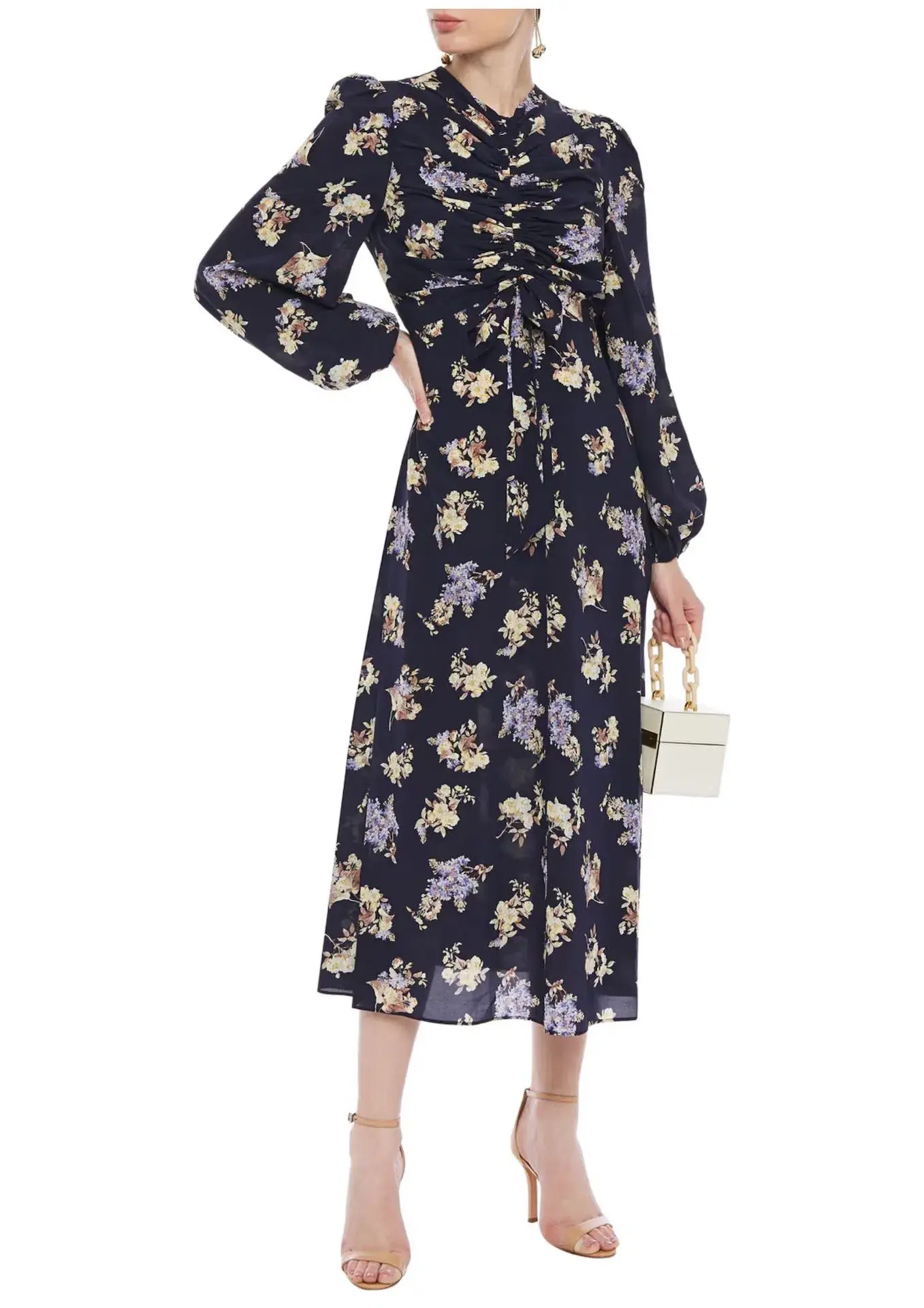 Zimmermann Sabotage Silk Rouched Midi Dress Ditsy Floral Size 8 - Image 1