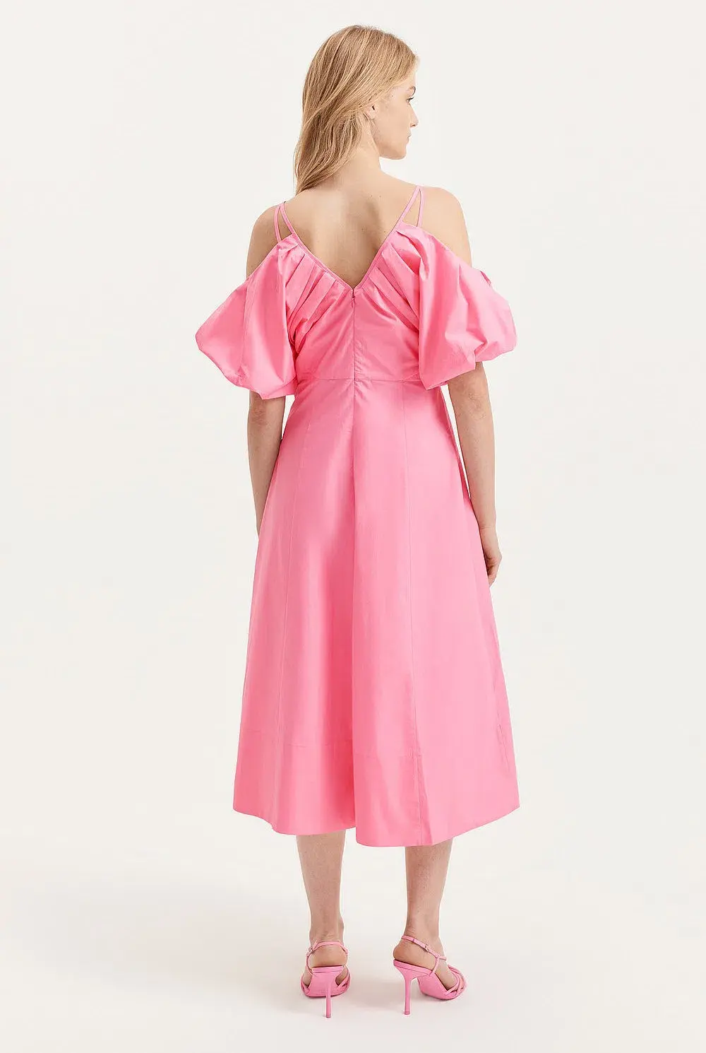 Country Road Vibrant Pink Fit and Flare Midi Dress Size 16 - Image 3