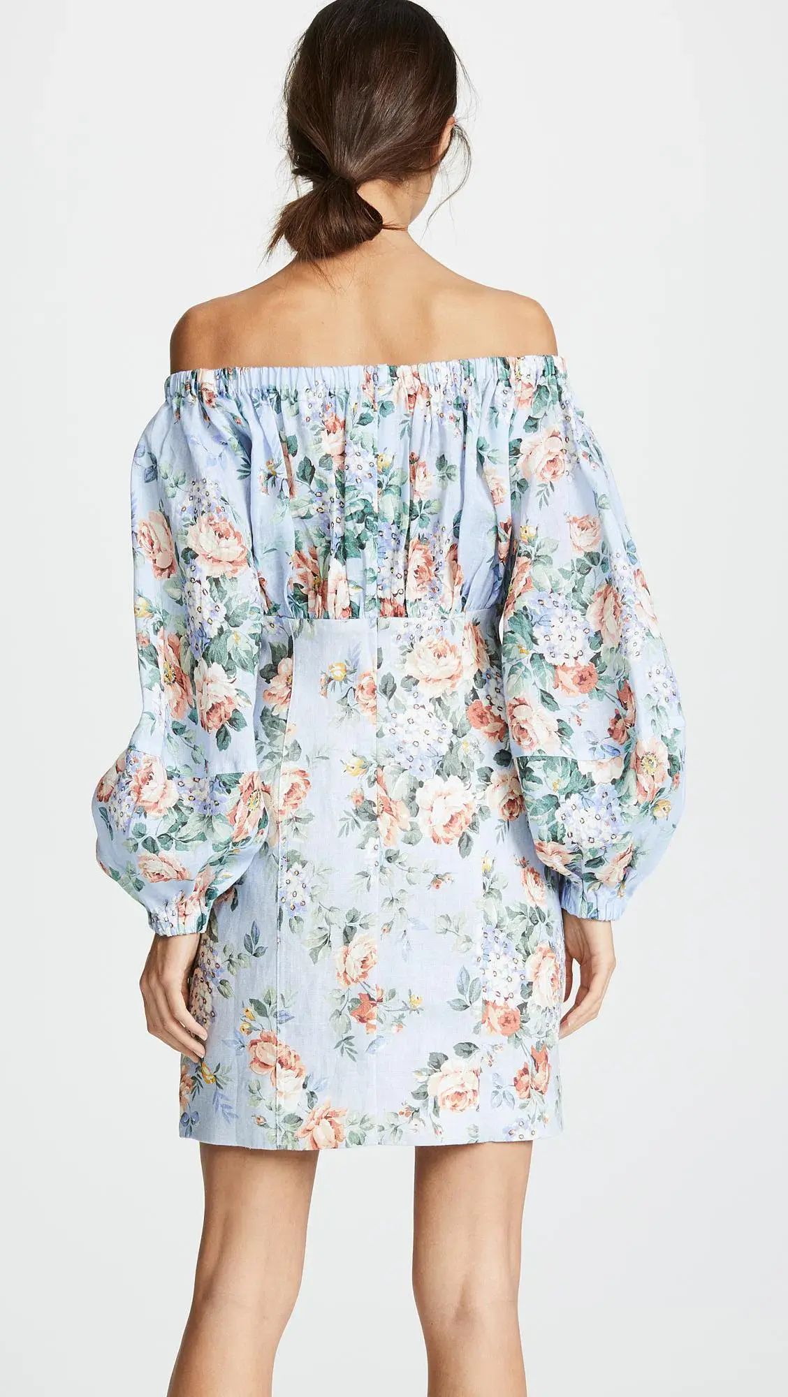 Zimmermann Bowie Off Shoulder Mini Dress Blue Floral Size 8 - Image 3