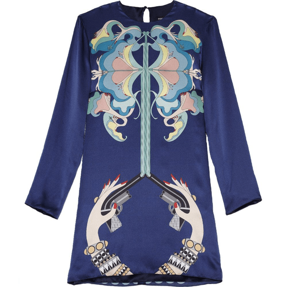Holly Fulton Hand Gun Silk Dress Navy Size 8 - Image 2