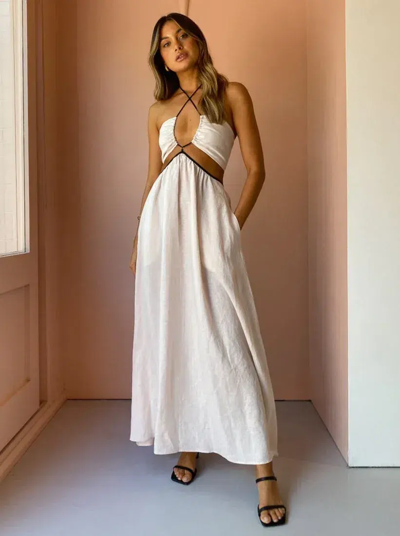 Bec and Bridge Noelle Cut Out Maxi Dress in Natural Size 10 - Image 1