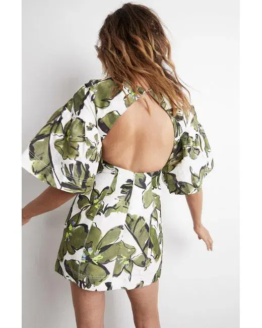 AJE - RARE - Oasis Cut Out Mini Dress Olive Leaf - Size 16 - Image 2
