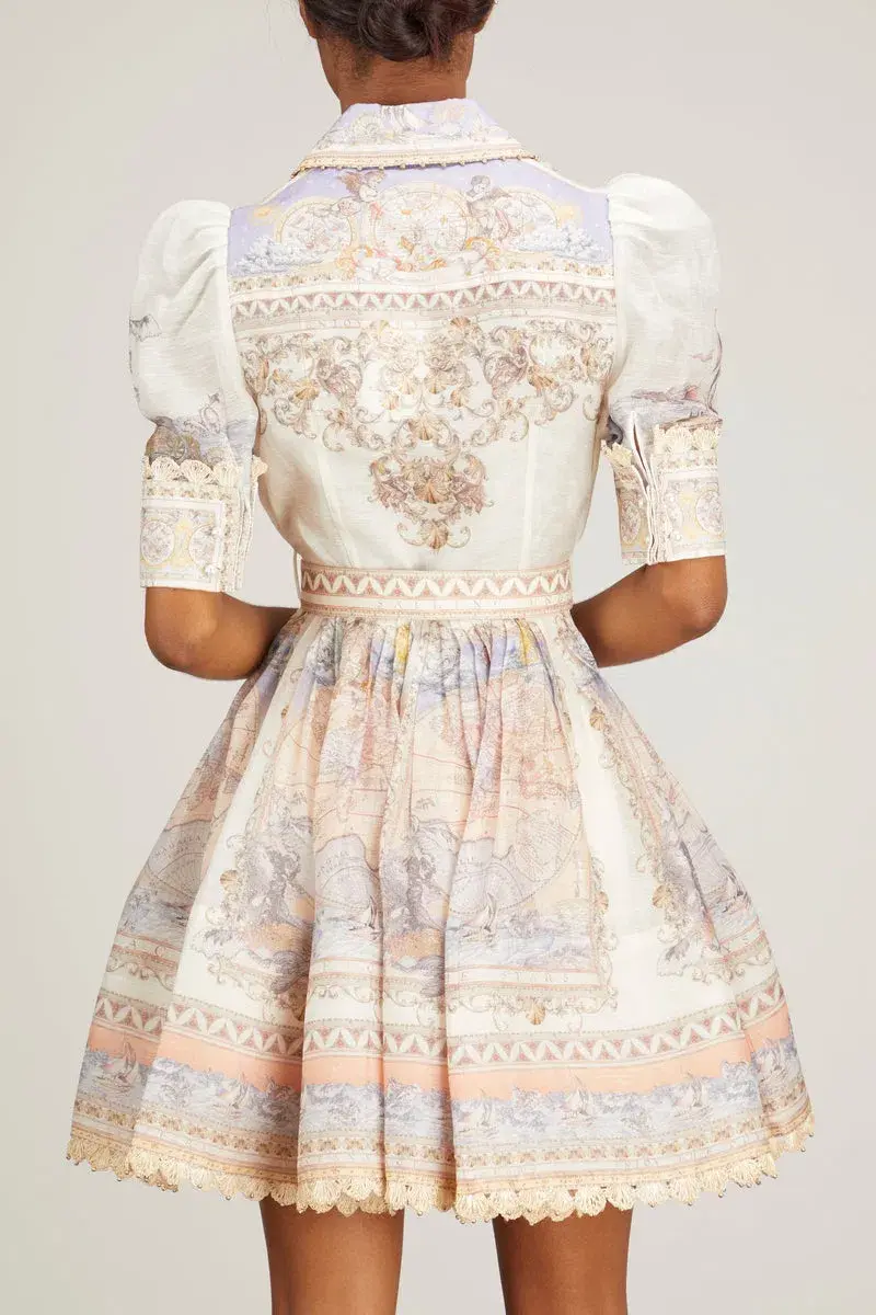 Zimmermann High Tide Mini Shirt Dress Odyssey Print Size 0 / Au 8 - Image 3