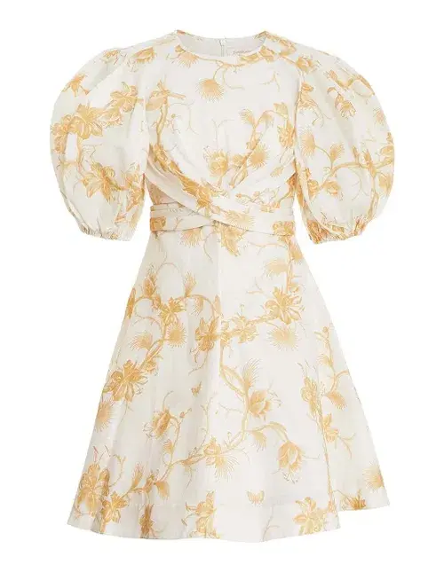Zimmermann Wrap Mini Dress Keira Tan Floral Size 0 / AU 8 - Image 3