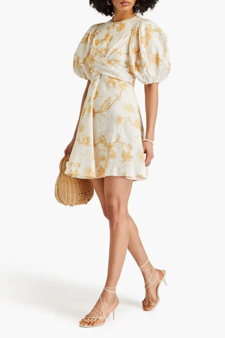 Zimmermann Wrap Mini Dress Keira Tan Floral Size 0 / AU 8 - Image 1