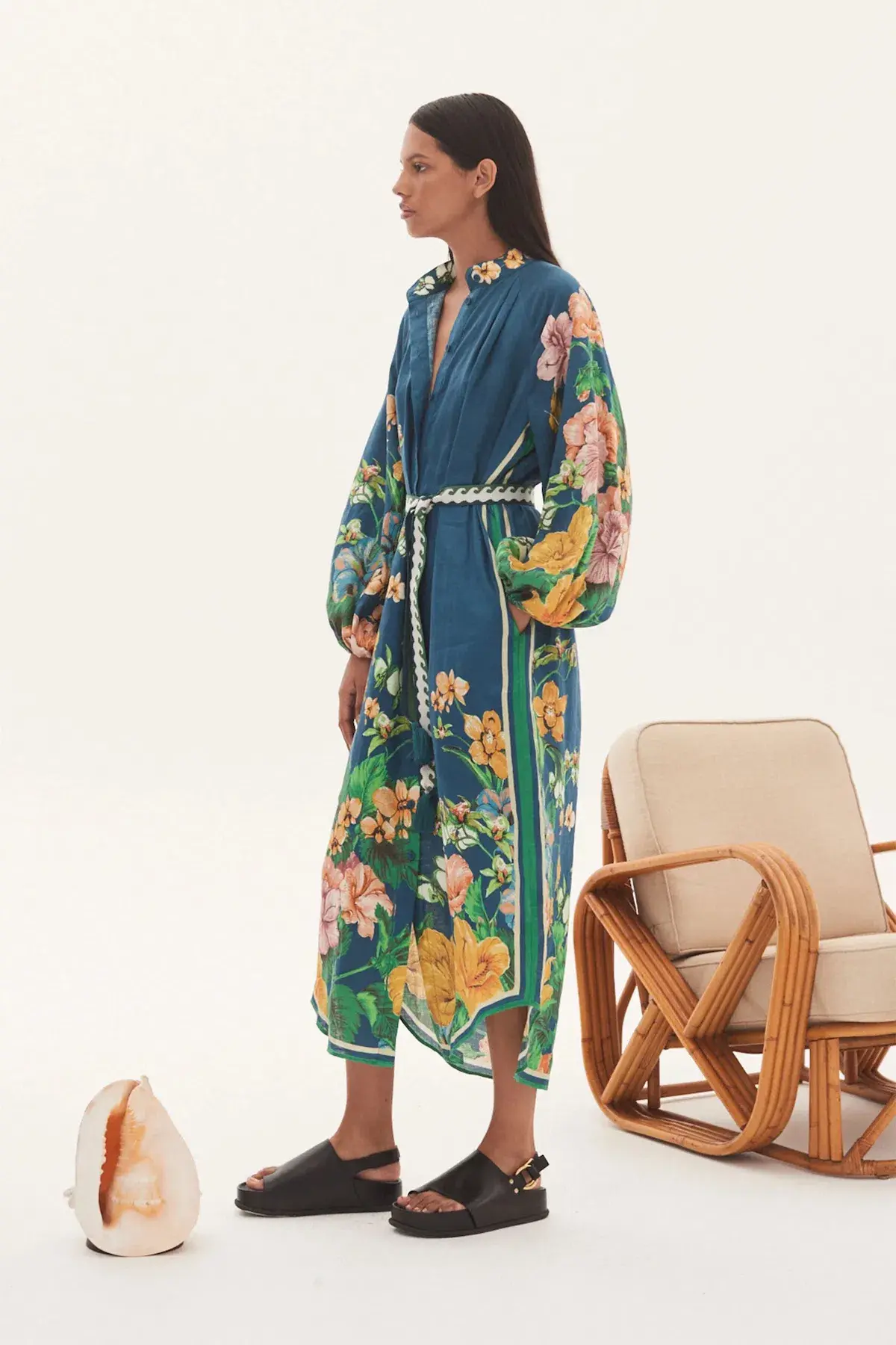 Alemais Lyla Linen Shirt Dress Floral Size 10 - Image 2