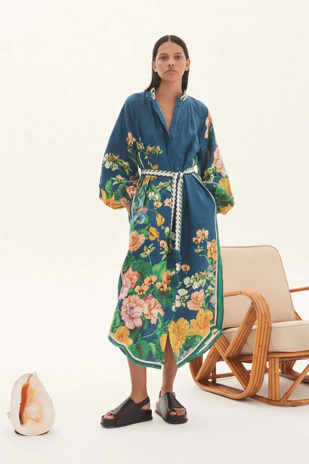 Alemais Lyla Linen Shirt Dress Floral Size 10 - Image 1