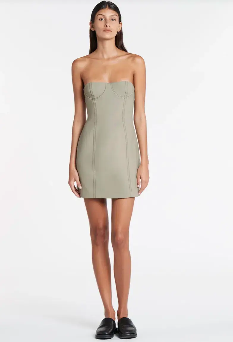 Sir the Label Adrien Structured Mini Dress Sage Green  Size 0 / Au 6  for rent on The Volte - main image