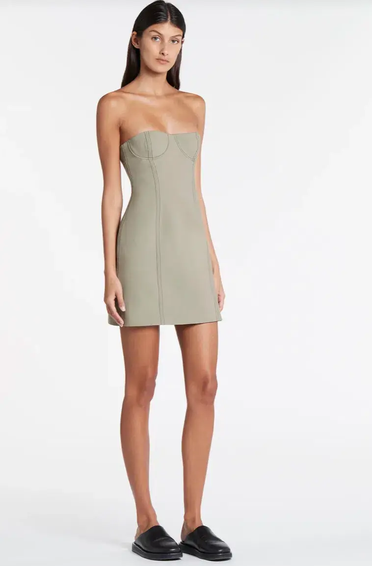 Sir the Label Adrien Structured Mini Dress Sage Green  Size 0 / Au 6  for rent on The Volte - main image
