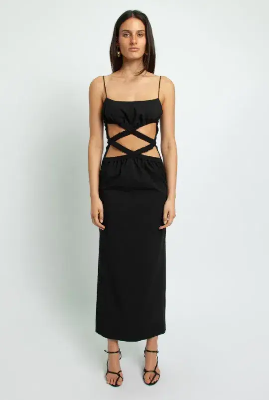 Christopher Esber Crossed Torso Wool Bra Dress Black Size 8 - Image 1