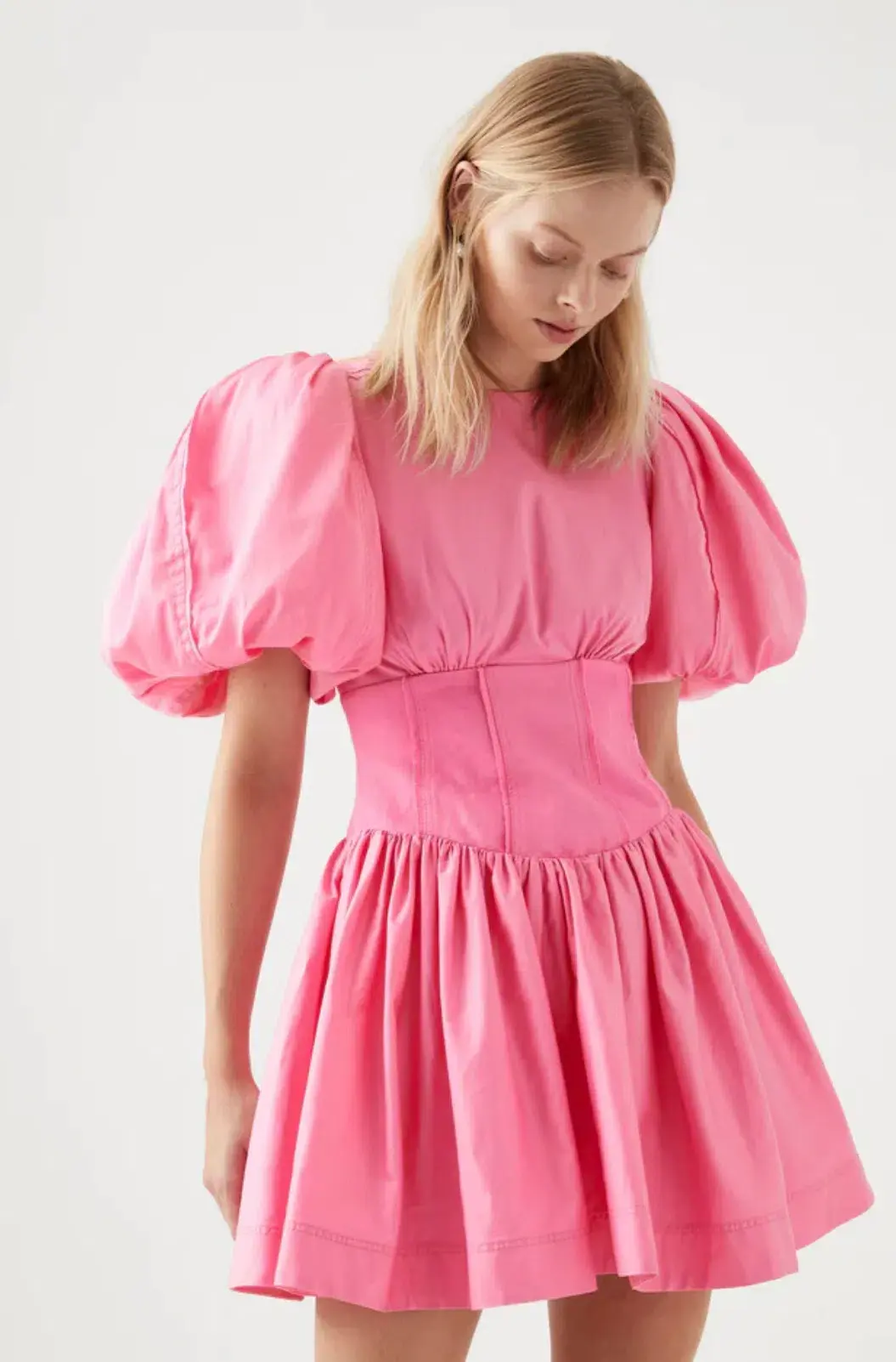 Aje Gianna Puff Sleeve Mini Dress Pink Size 10 / M - Image 2