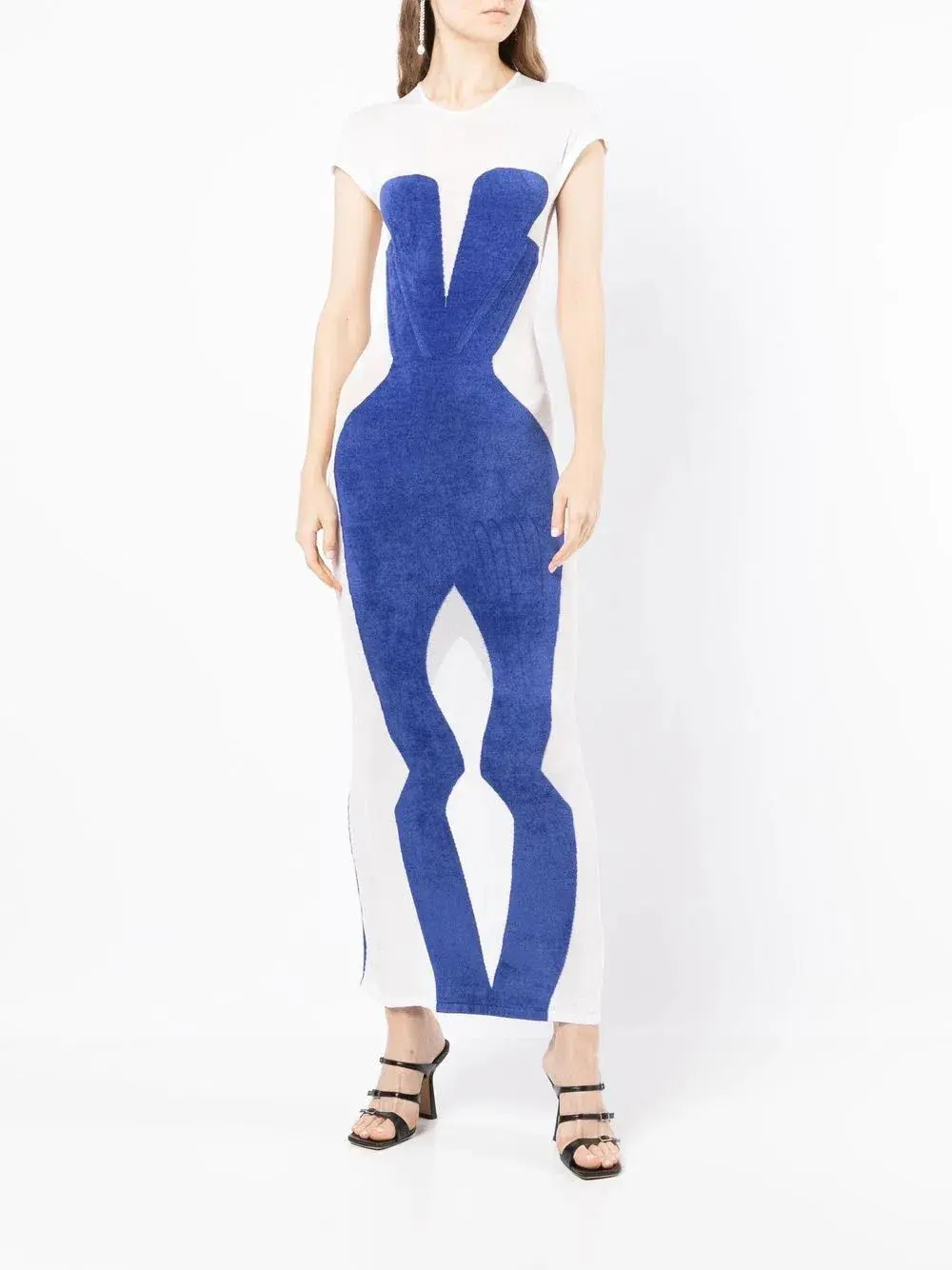 Dion Lee Chenille Intarsia Maxi Dress Blue/White Size XS / Au 6 - Image 1
