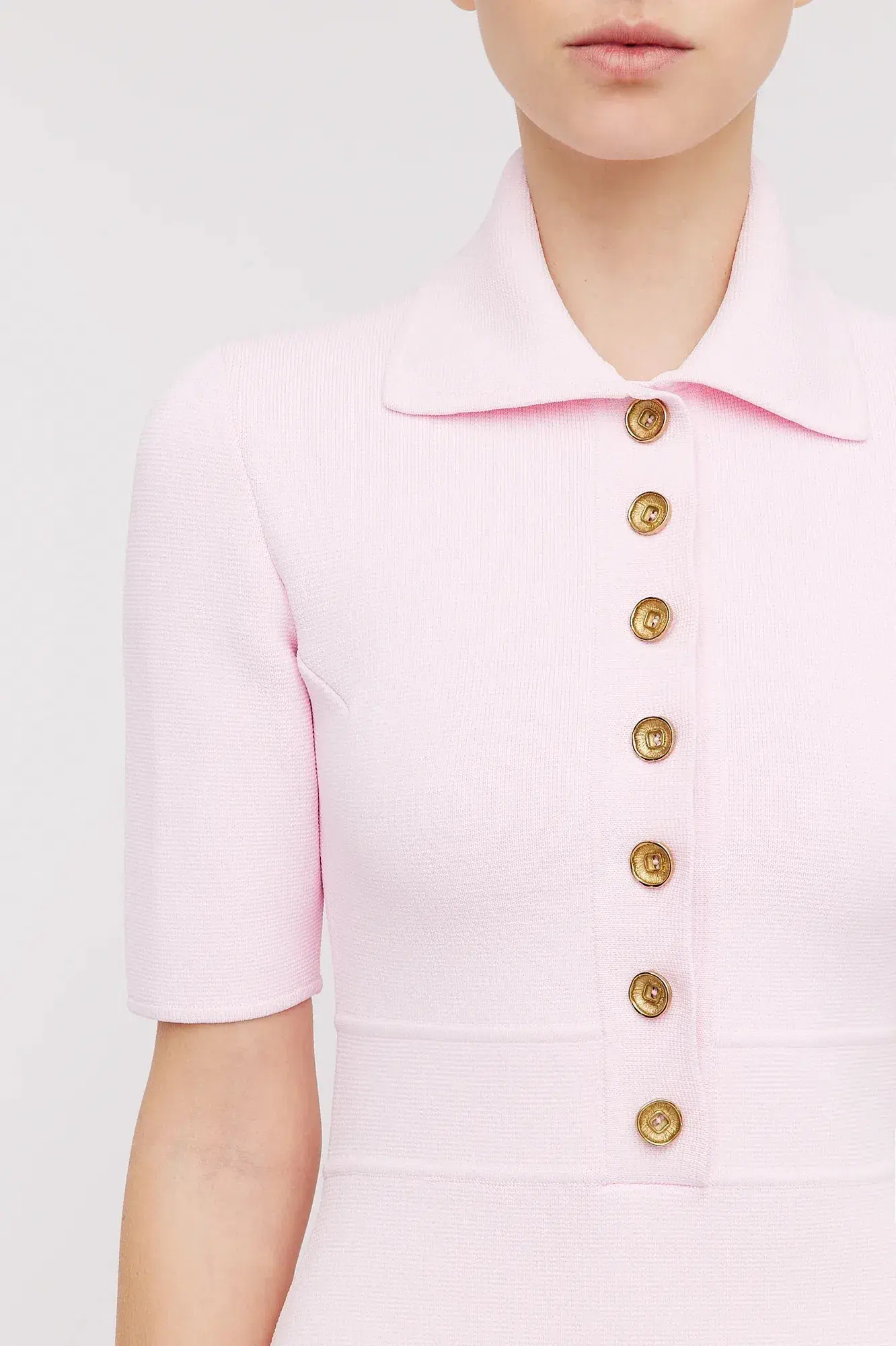 Scanlan Theodore Crepe Knit Button Collar Mini Dress Pink Size XS / Au 6 - Image 4