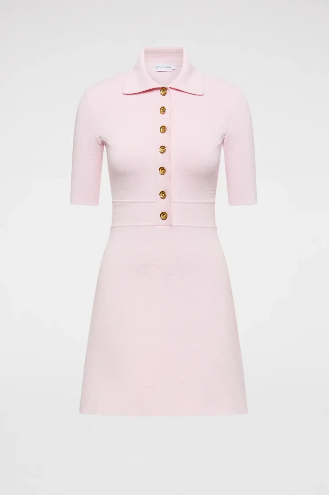 Scanlan Theodore Crepe Knit Button Collar Mini Dress Pink Size XS / Au 6 for rent on The Volte - main image