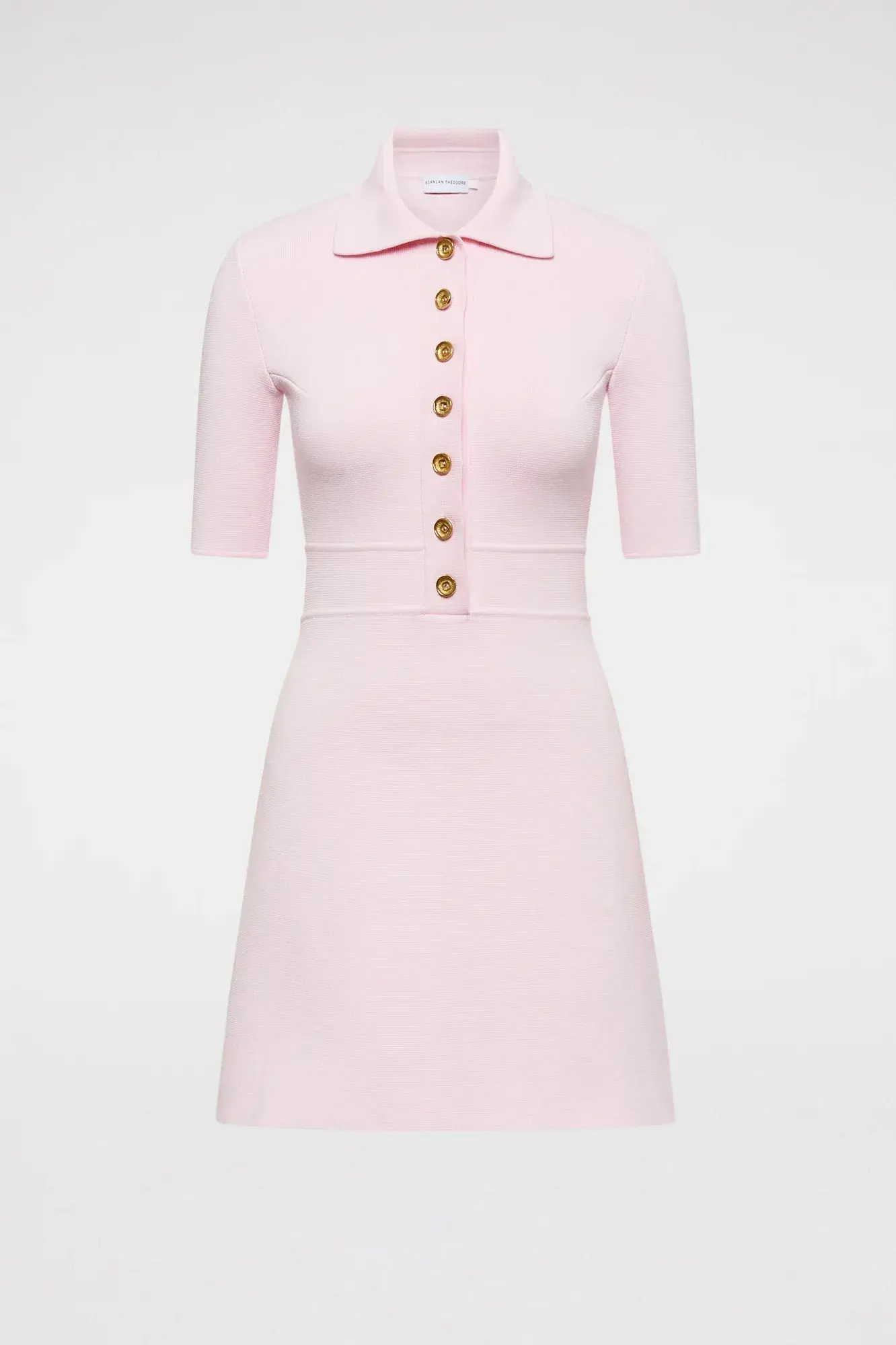 Scanlan Theodore Crepe Knit Button Collar Mini Dress Pink Size XS / Au 6 - Image 5