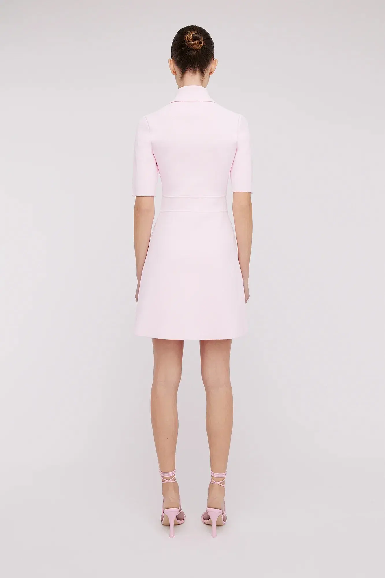 Scanlan Theodore Crepe Knit Button Collar Mini Dress Pink Size XS / Au 6 - Image 3