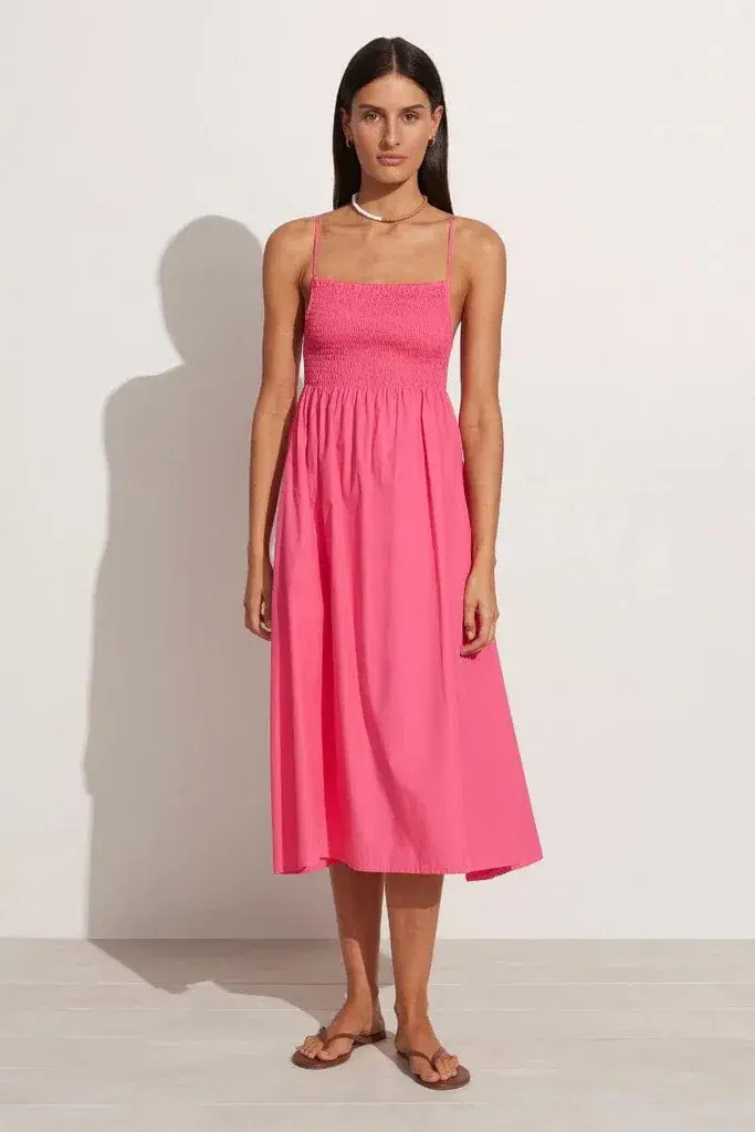 Faithfull the Brand Bryssa Midi Dress Pink Size 8  - Image 1