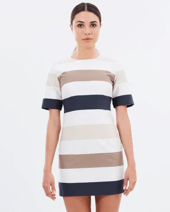 By Johnny Muted Stripe Tee Mini Dress Print Size 10 - Image 2