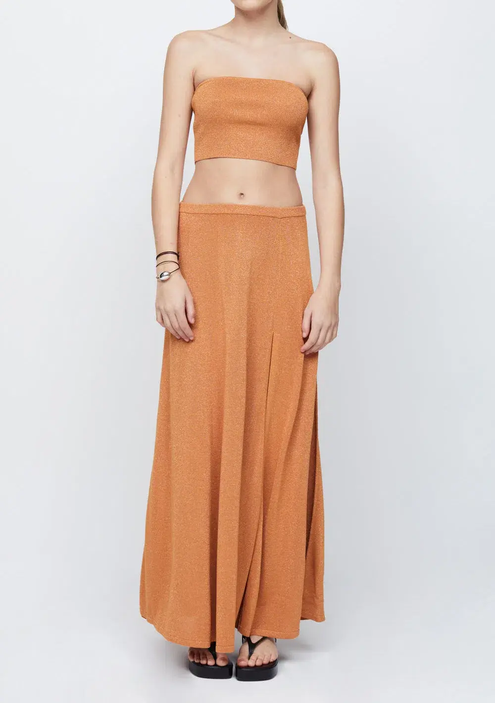 Bec & Bridge Indya Knit Bandeau  and Knit Maxi Skirt Set Rust Size 6 / XS - Image 1