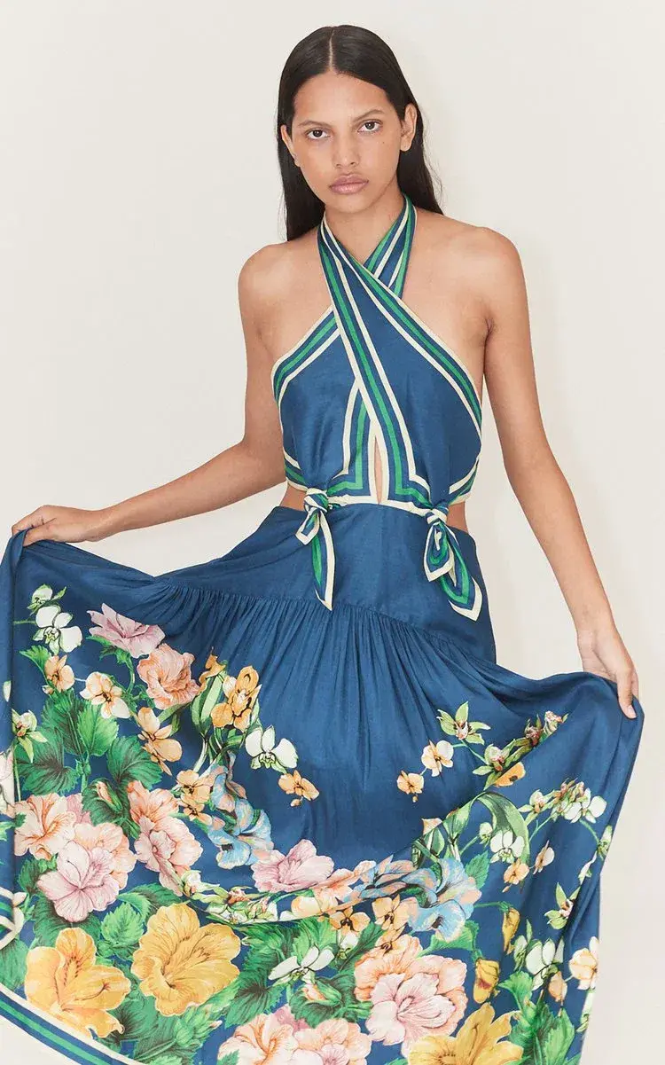 Alemais - Lyla Halter Midi Dress Blue - Size 10 - Image 1