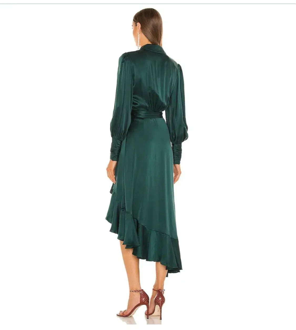 Zimmermann Silk Wrap Midi Dress in Forest Green Size 0P / Au 6 - Image 3
