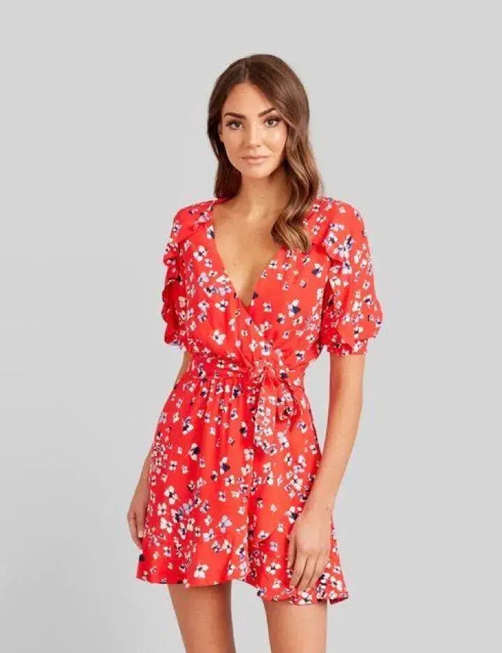 Kookai Delilah Wrap Dress Red Size 8 - Image 2