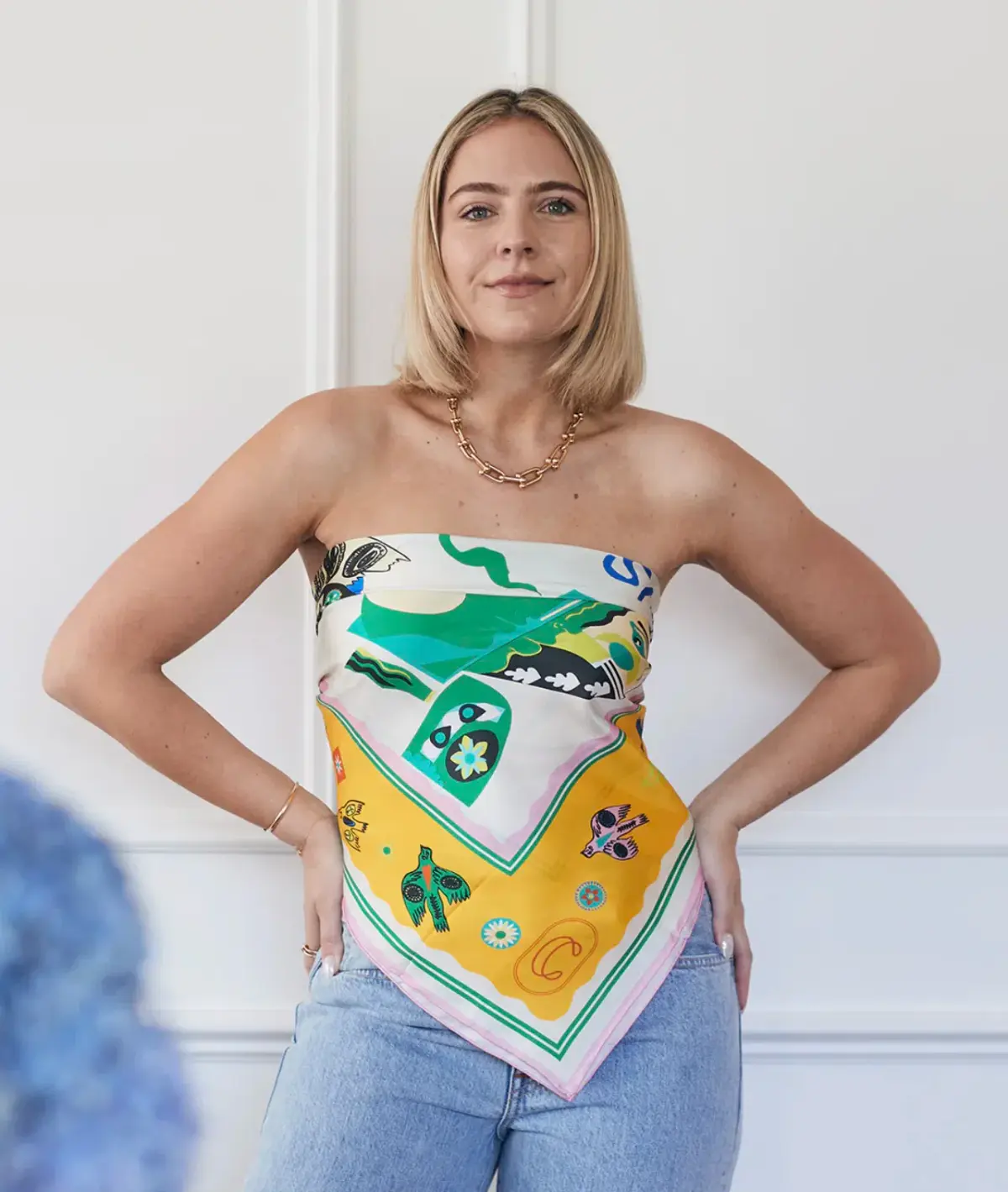 Alemais Cancer Chicks x Soleil Print Scarf Yellow - Image 1