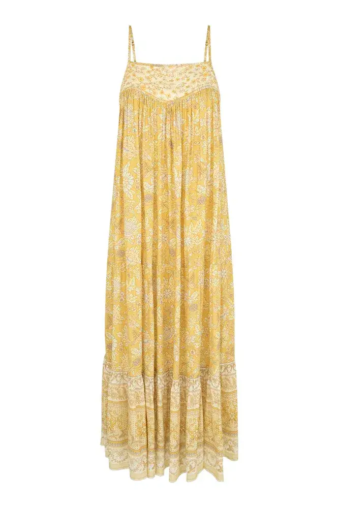 Spell Mossy Strappy Midi Dress Yellow Size XS / AU 6 - Image 1