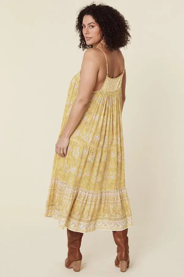 Spell Mossy Strappy Midi Dress Yellow Size XS / AU 6 - Image 3