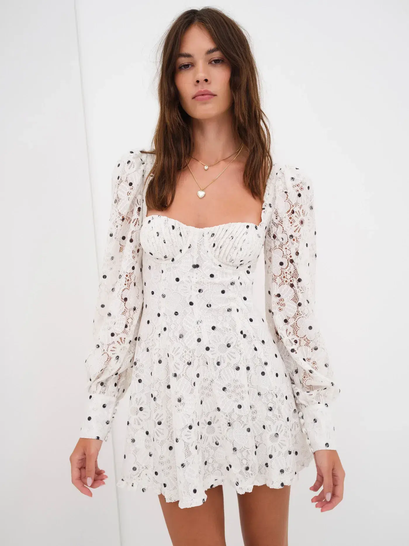 For Love and Lemons Donna Long Sleeved Mini Dress White Size AU 8 - Image 1