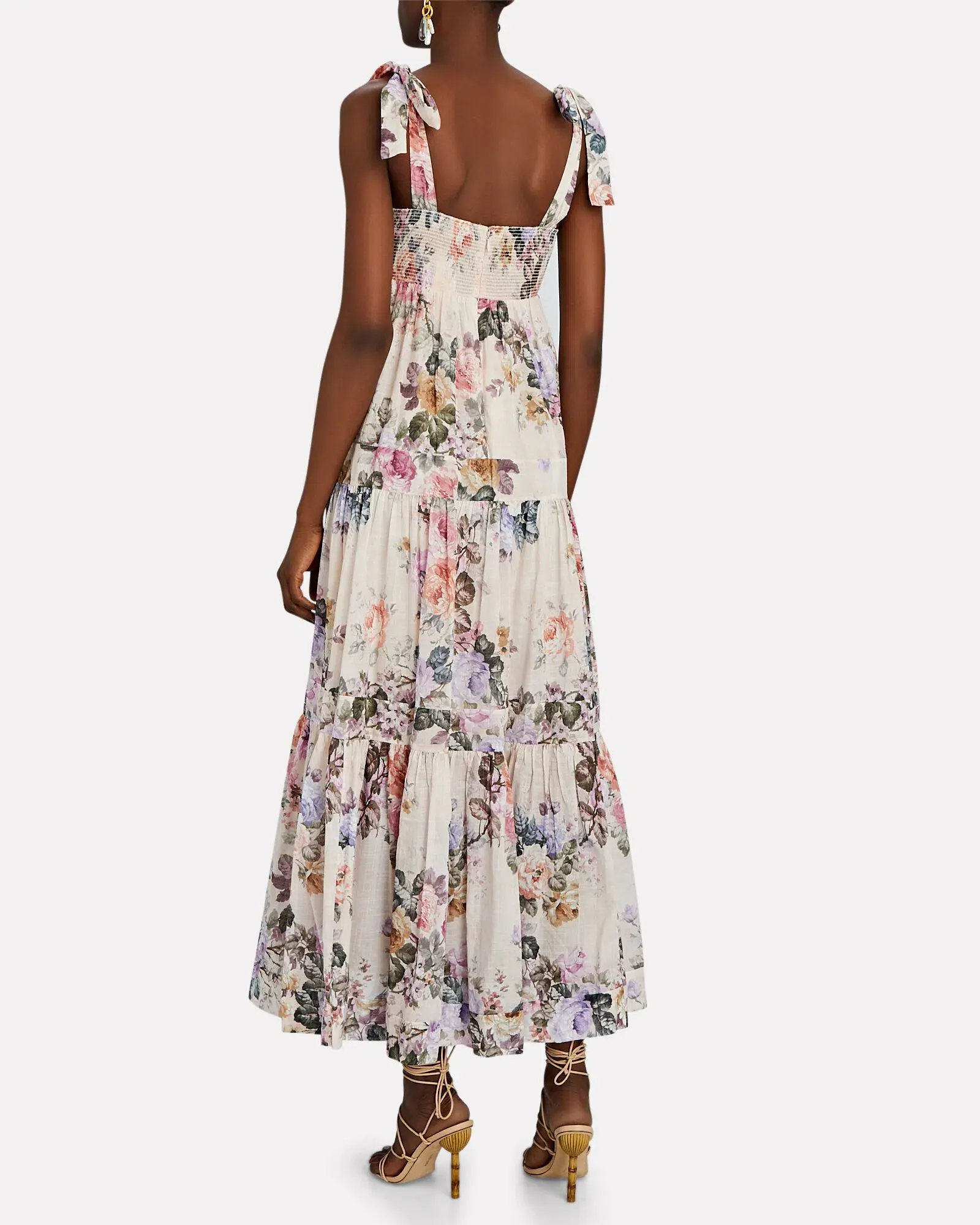 Zimmermann Brighton Antique Floral Shoulder Tie Maxi Dress Blush Size 1 / AU 10 - Image 3