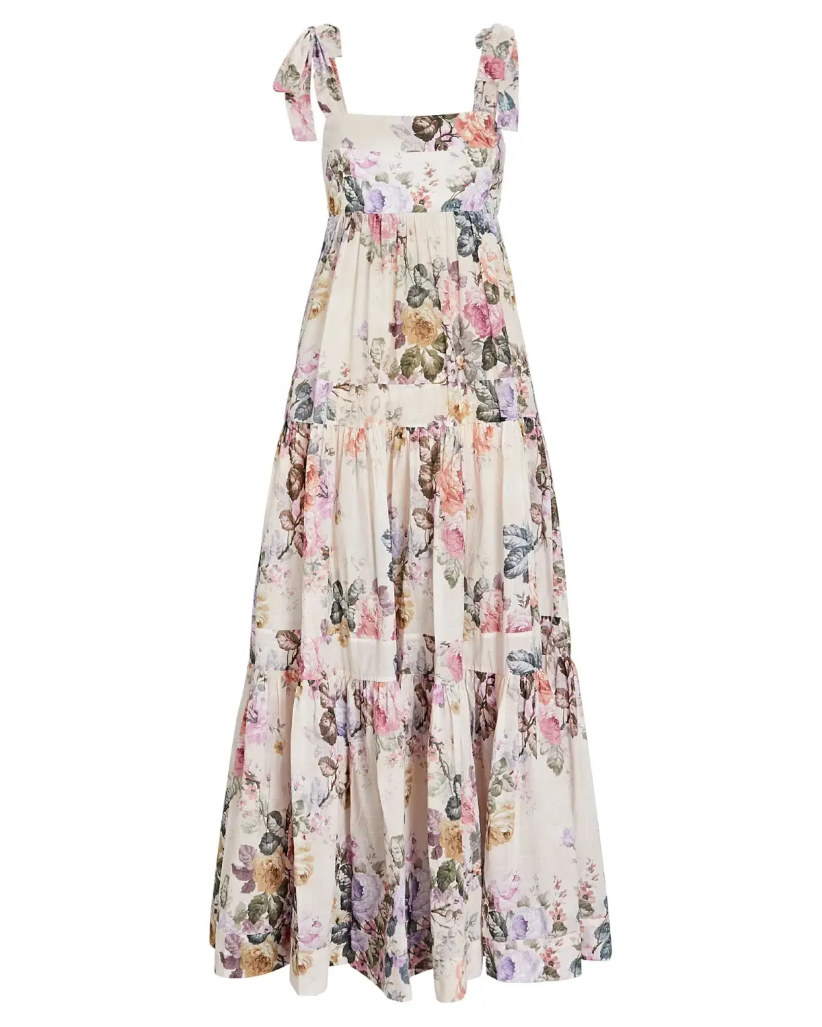 Zimmermann Brighton Antique Floral Shoulder Tie Maxi Dress Blush Size 1 / AU 10 - Image 4