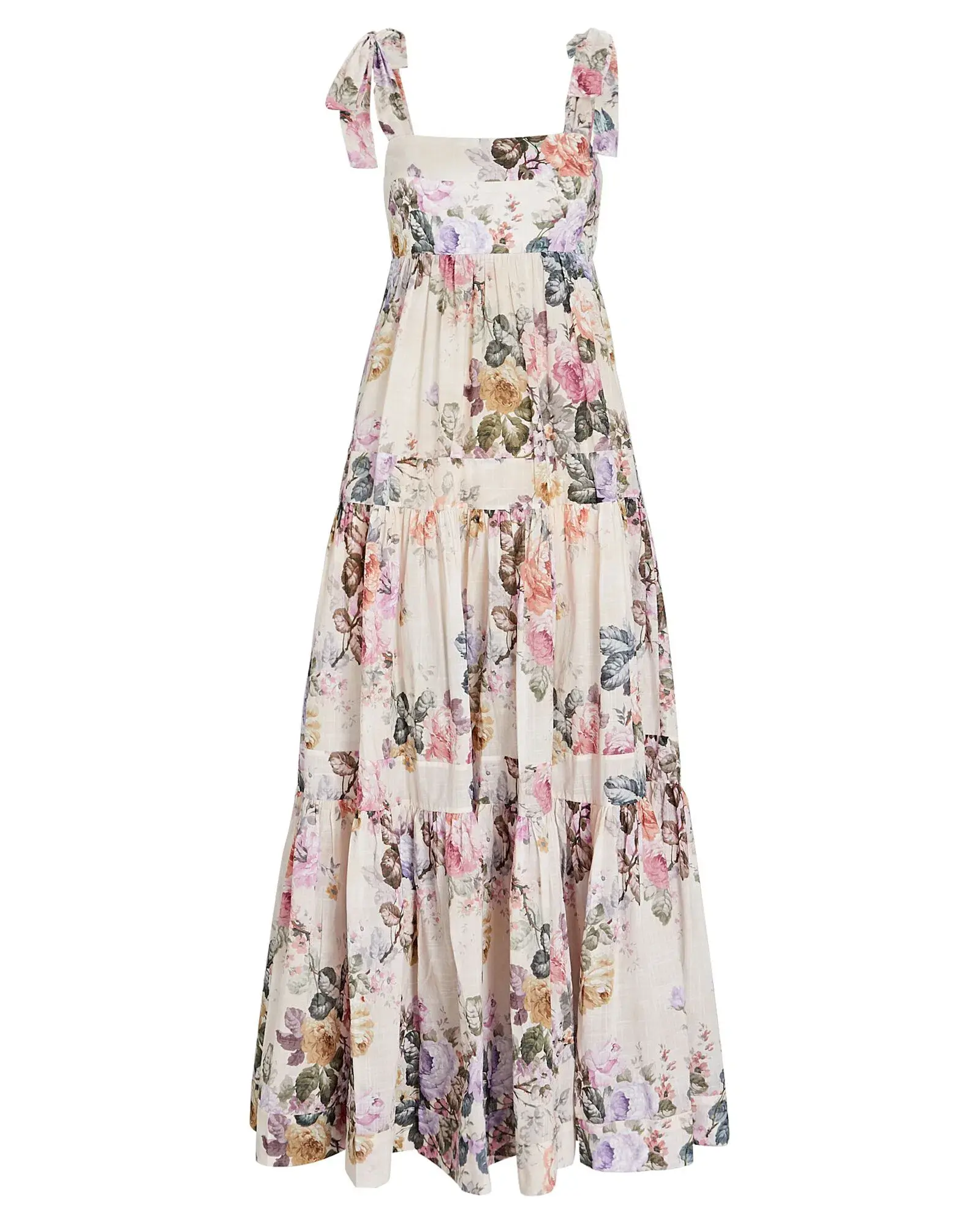 Zimmermann Brighton Antique Floral Shoulder Tie Maxi Dress Blush Size 1 / AU 10 - Image 4