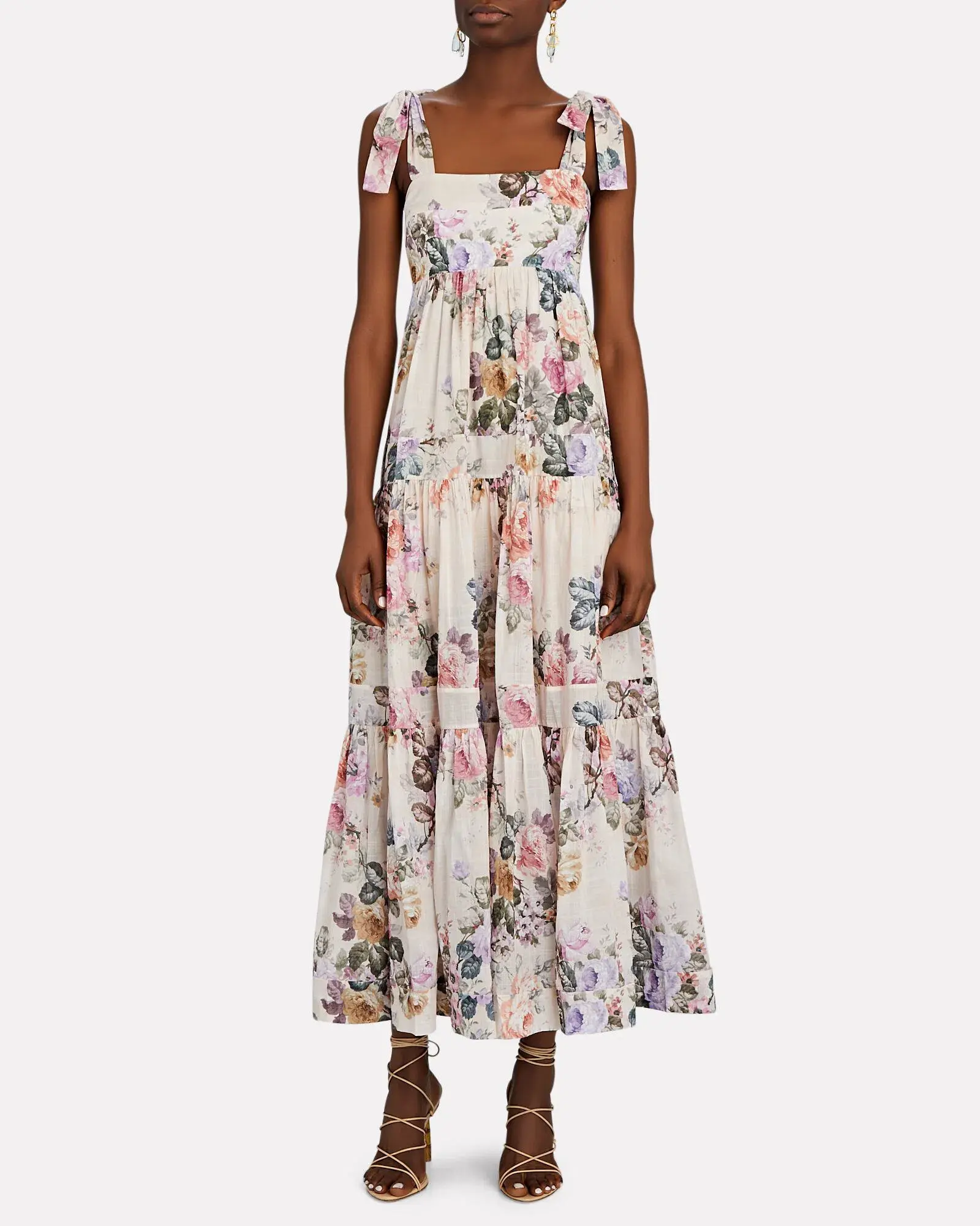 Zimmermann Brighton Antique Floral Shoulder Tie Maxi Dress Blush Size 1 / AU 10 - Image 1