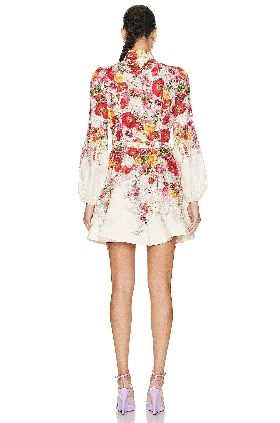 Zimmermann Wonderland Buttoned Mini Dress Poppy Ivory Borderize 2 / AU 12 for rent on The Volte - main image