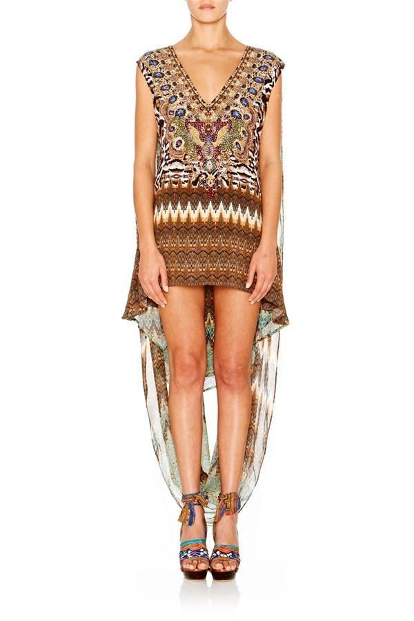 Camilla Deep V Mini Dress W Cape Eyasi Stillness - Image 1