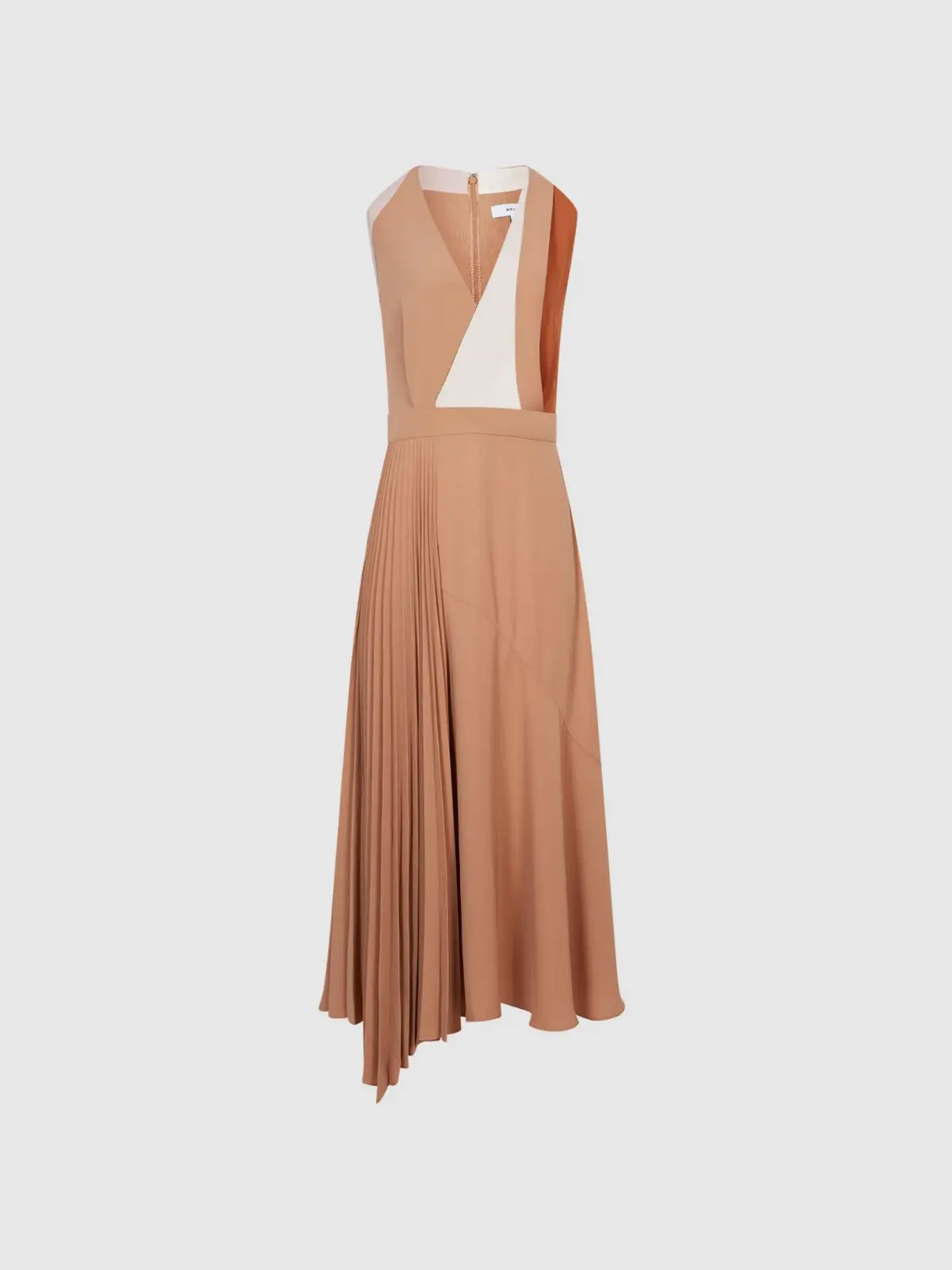 Reiss Anise Colourblock Midi Dress Multi Nude Size 8 - Image 4