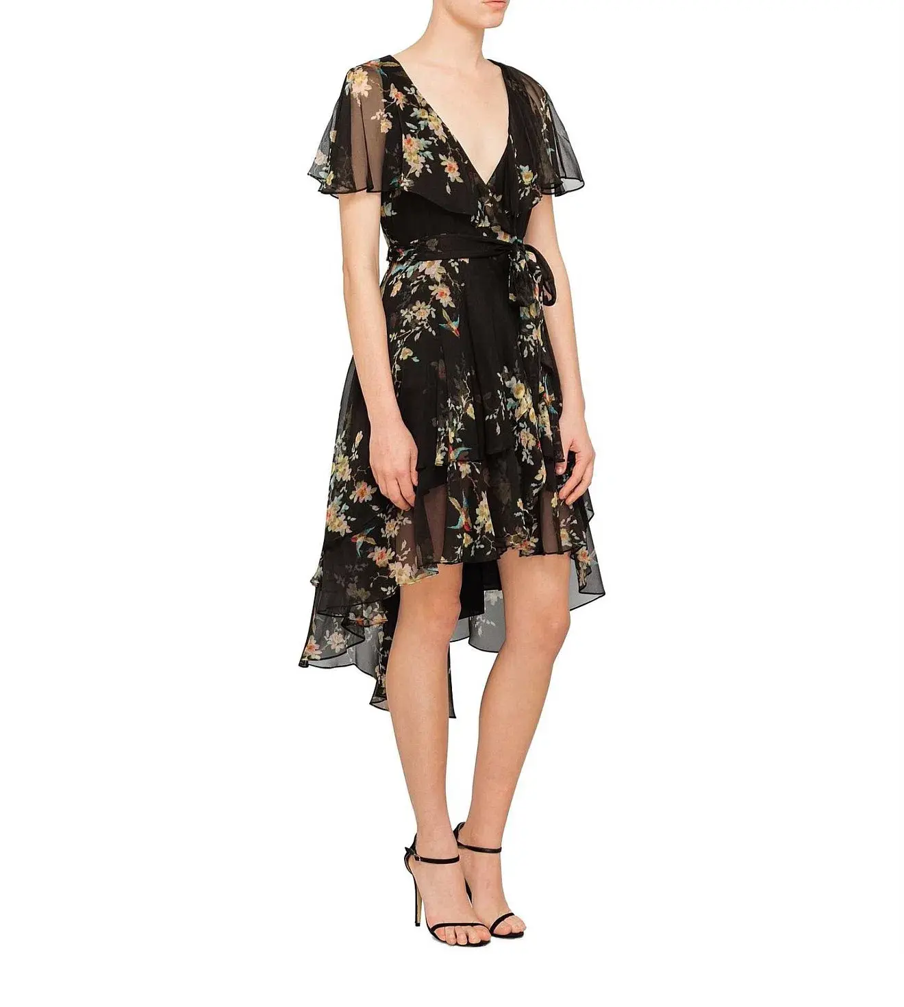 Zimmermann Maples Wrap Dress Black Bird Floral Size 0/AU 8 - Image 3