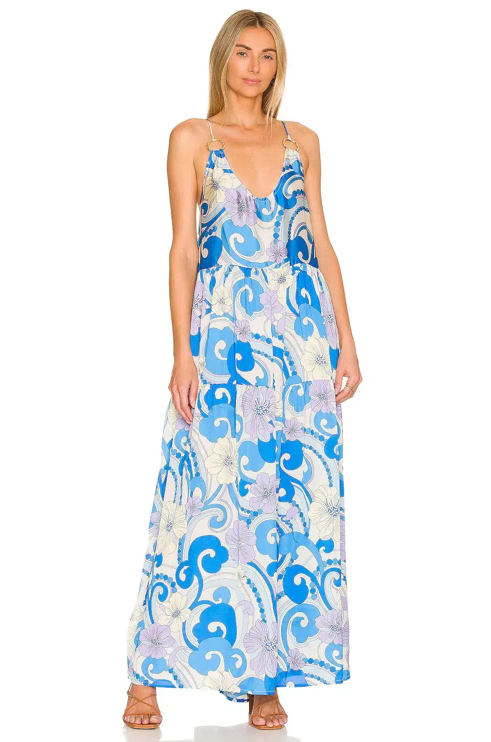 Cin Cin Anemone Dress Blue Floral Size 8 - Image 1