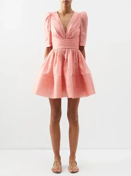 Zimmermann Wonderland Sleeved Mini Dress in Guava Size 1/Au 10 - Image 1