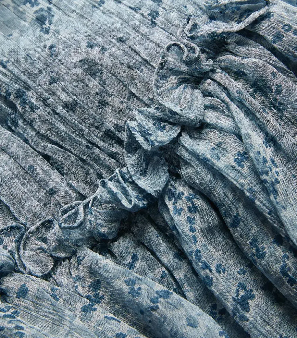Shona Joy Harmony High Neck Ruched Mini Dress Blue Print Size 6 - Image 4