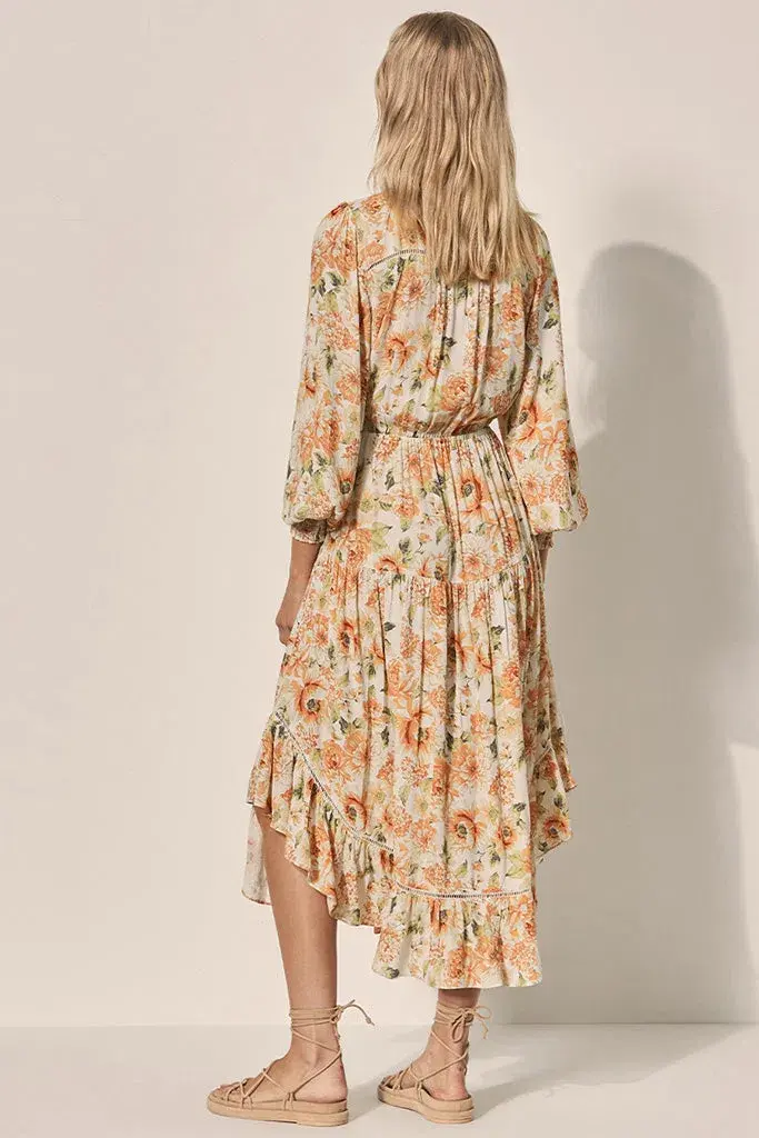 Kivari Everly Tie Front Midi Dress Floral Size 6 - Image 3