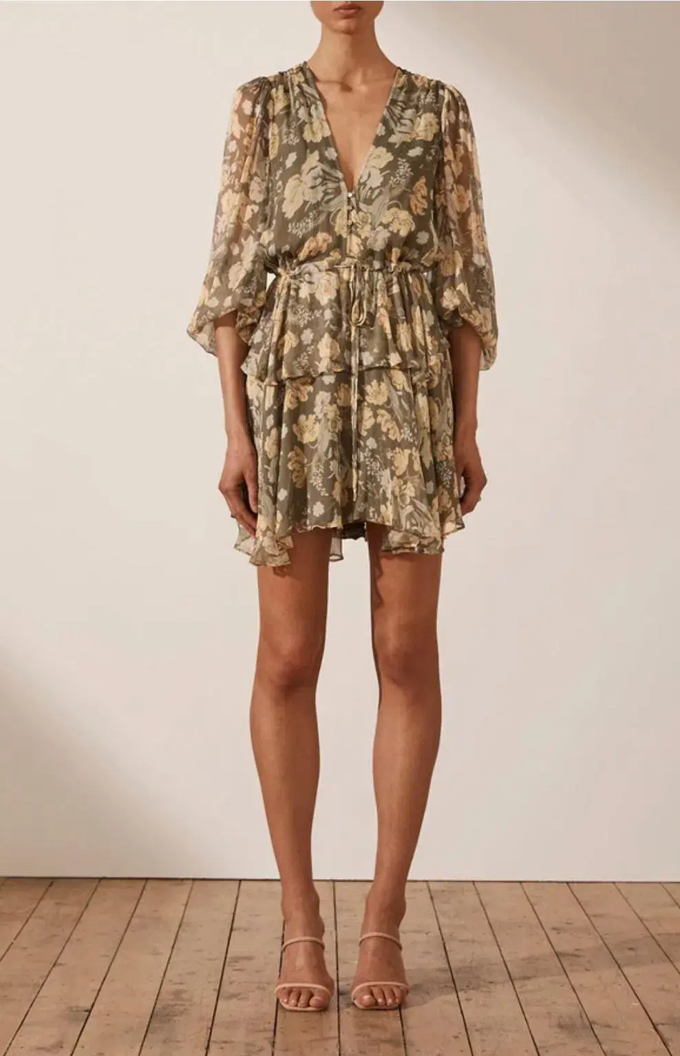Shona Joy Jolie Ballon Sleeve Mini Dress Floral Size 10  - Image 1