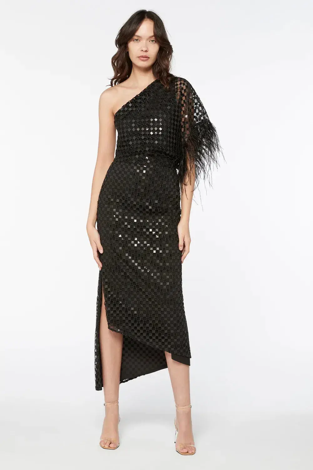 Manning Cartell Checkerboard Sequin Event Dress Black Size 6  - Image 1