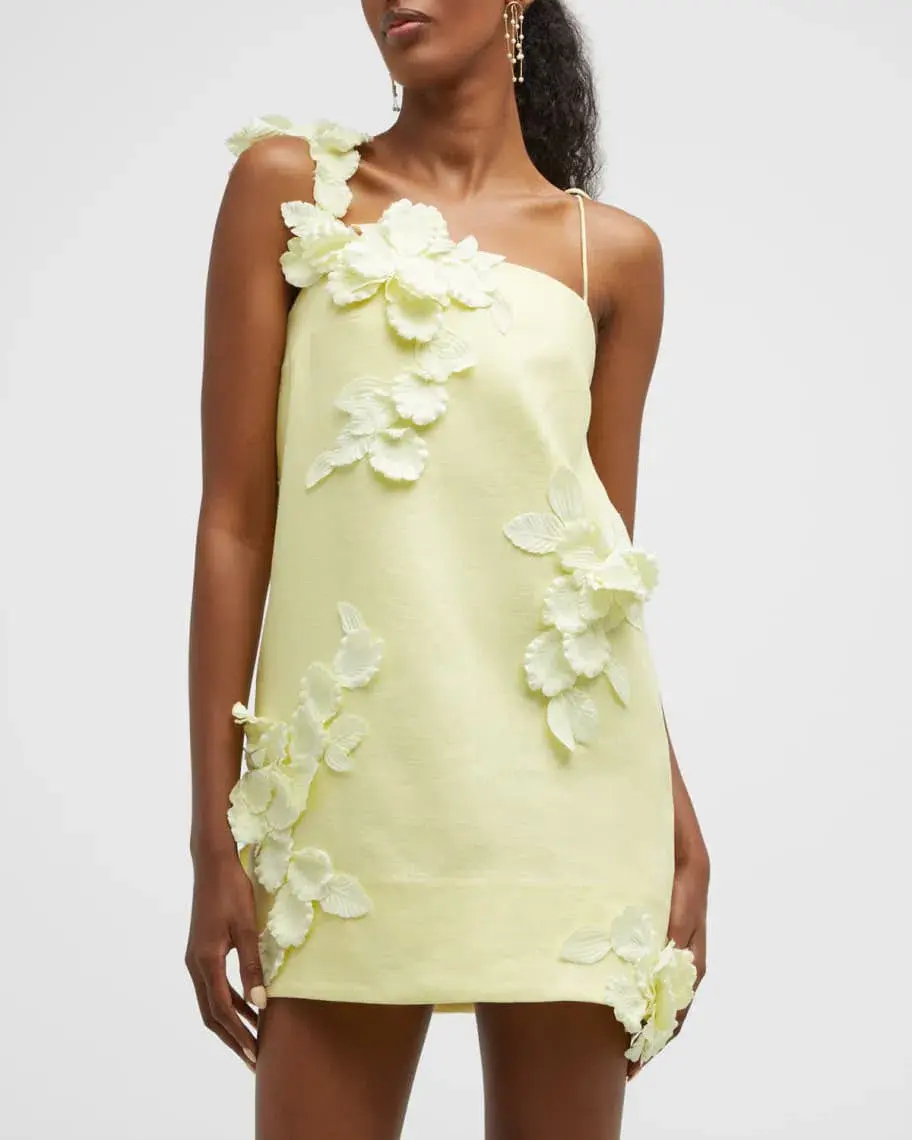 Zimmermann The High Tide Lift Shift Flower Mini in Lemon Size 0/Au 8 for rent on The Volte - main image