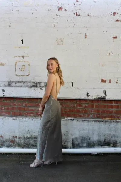 Bec & Bridge Fleur Dress Silver Size 8  for rent on The Volte - main image