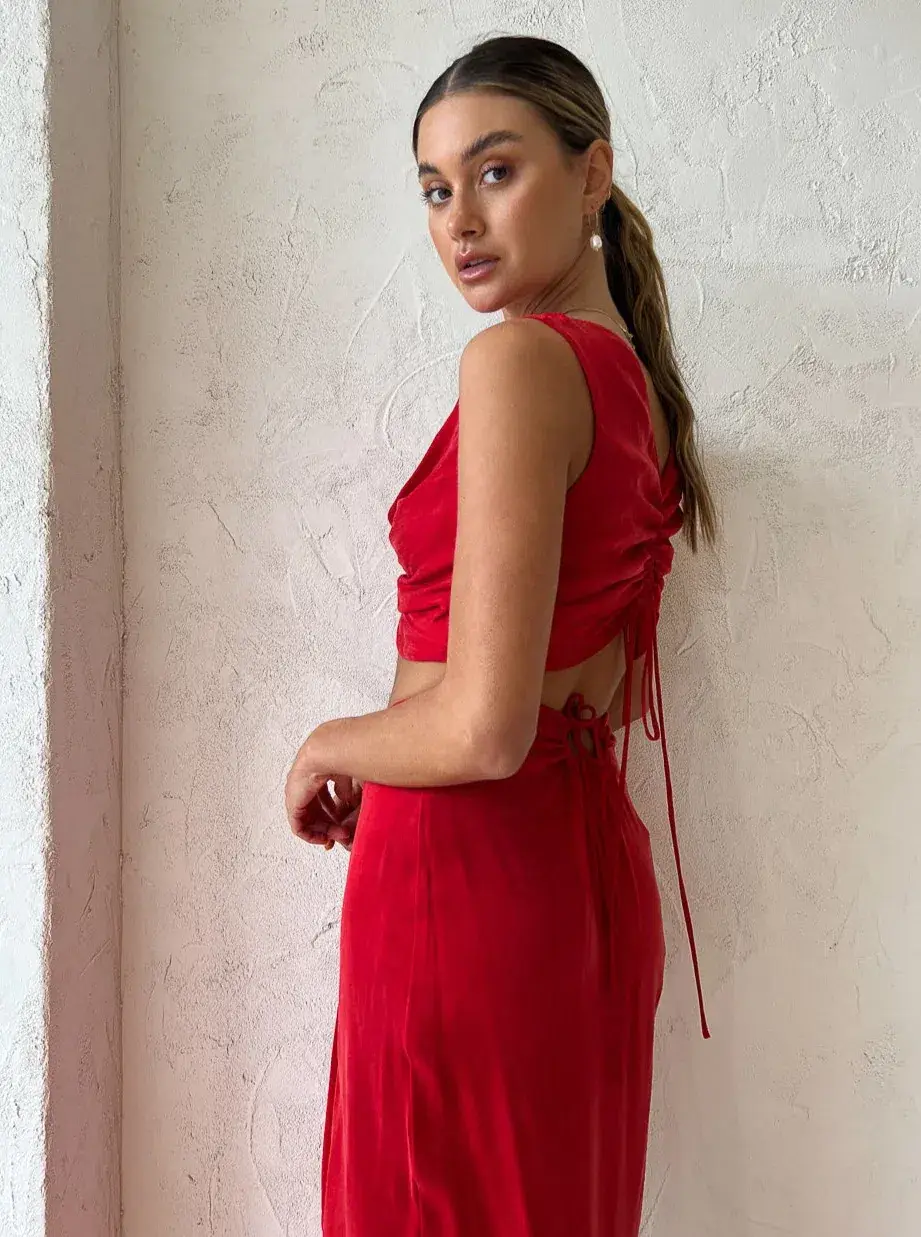 One Fell Swoop Marni Crop and Review Skirt Set Red Size 8 - Image 4
