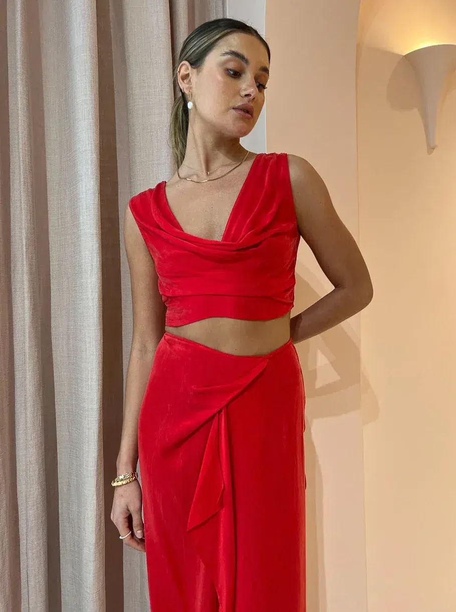One Fell Swoop Marni Crop and Review Skirt Set Red Size 8 - Image 2