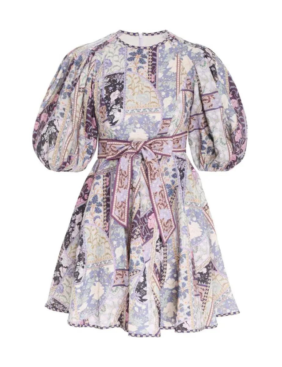 Zimmermann Celestial Day Mini Dress Lavender Swirl Floral Size 2/Au 12 - Image 1